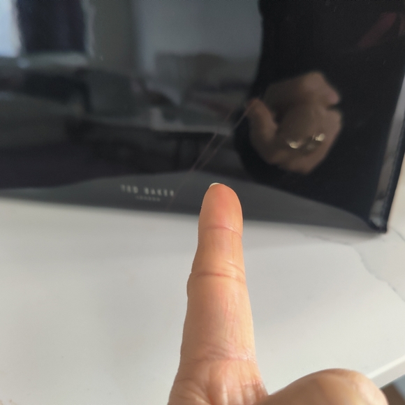 Gorgeous Ted Baker Black w Pink Bow Envelope Clutch Bag Gloss New - Picture 13 of 13